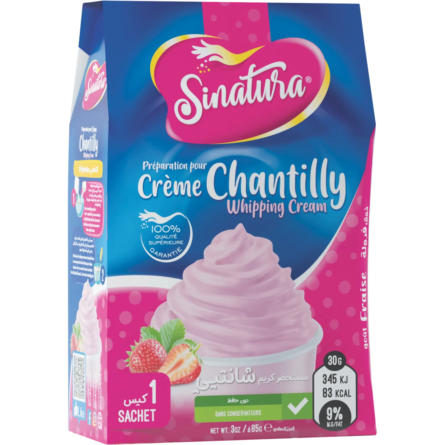 Préparation pour Crème chantilly Fraise