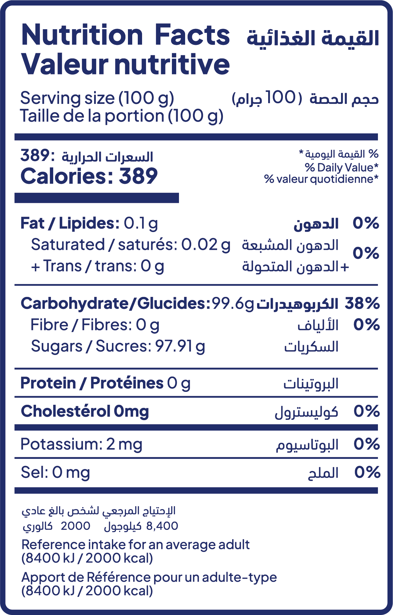 Tableau nutritionnel